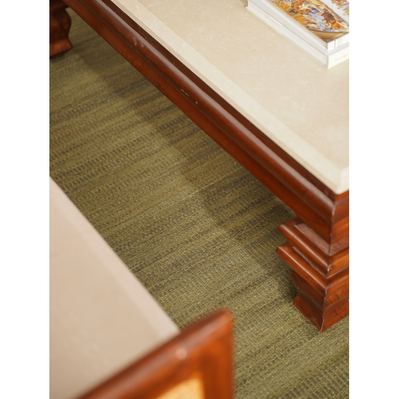 Alithea Hand Woven Flat Weave Kilim Wool Eco-Friendly Area Rugs - Square, Olive Color, Plain Solid Design, Low Pile Handmade Area Rugs for Living Room, Bed Room