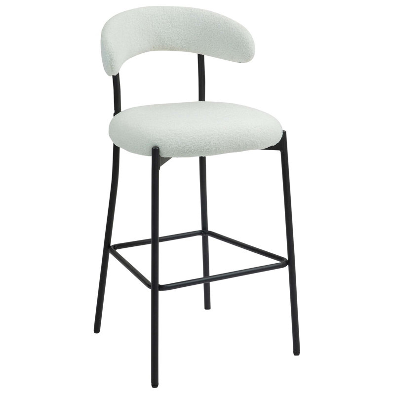 Tabouret de bar 26 po à hauteur de comptoir avec housse en tissu Teddy et îlot de cuisine avec base thermolaquée et repose-pieds