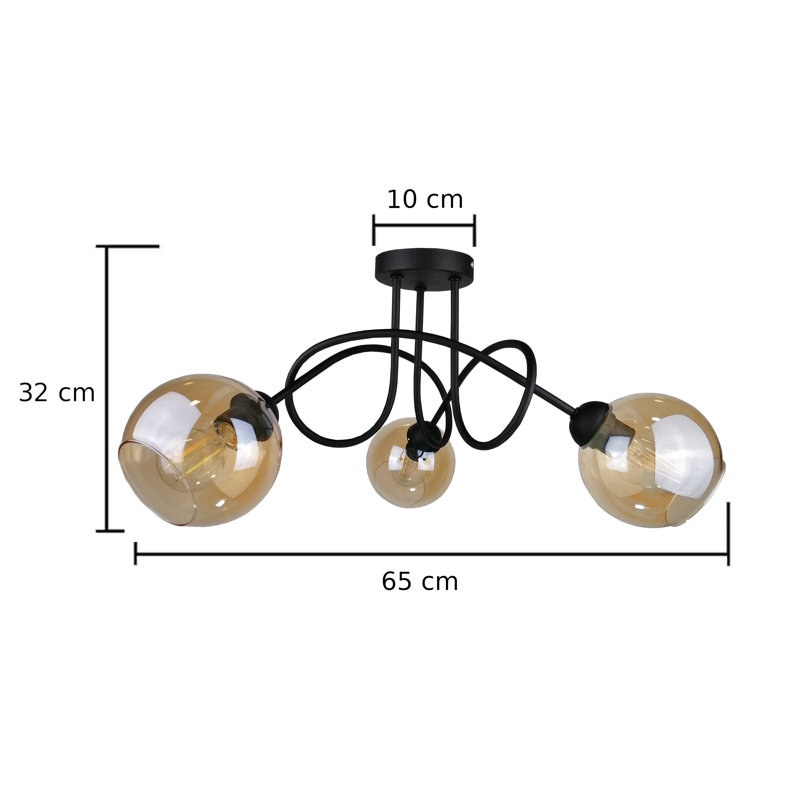 Glass Semi Flush Mount, Black