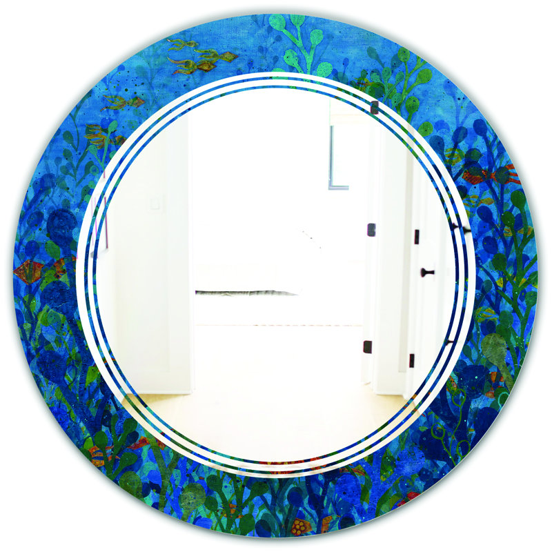 Modern Wall Mirror, 31.5" H x 31.5" W, Triple C Underwater Lake Leaves I 