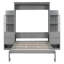 Lit escamotable double pleine grandeur avec tablettes, tiroirs et lumières DEL, gris-829372508-1066298647