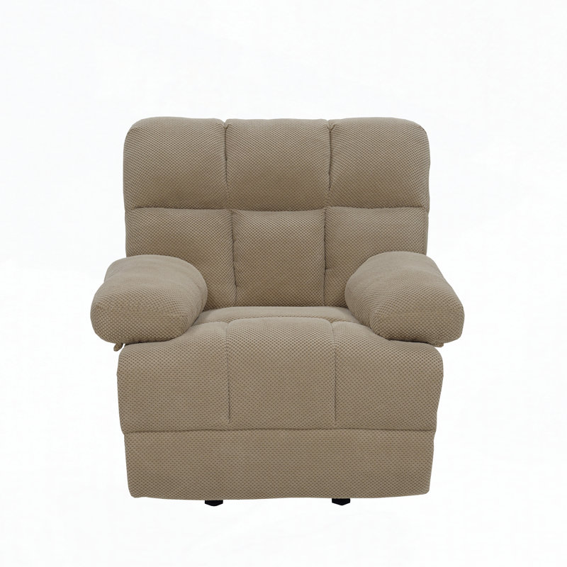 Fauteuil inclinable manuel berçant avec revêtement Nubby et accoudoirs moelleux, sans pivot, Tissu chameau
