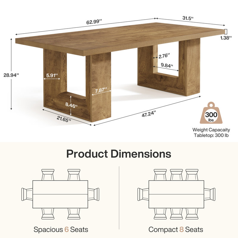 Ensemble de bureau de direction 63 po, 2 pièces, bureau d'ordinateur de bureau à domicile rétro avec grand plateau, poste de travail de table de conférence de style campagnard pour bureau, bureau, brun rustique, 2 pièces