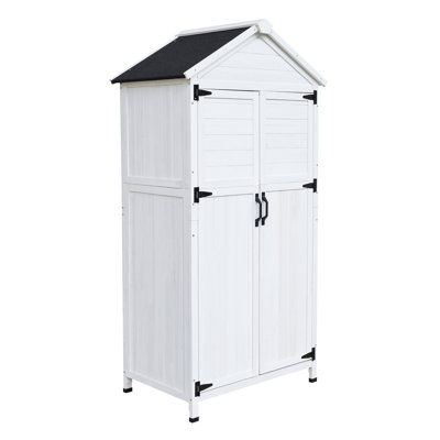 Veda Patio Fir Wood Storage Shed With Dual Doors & Roof