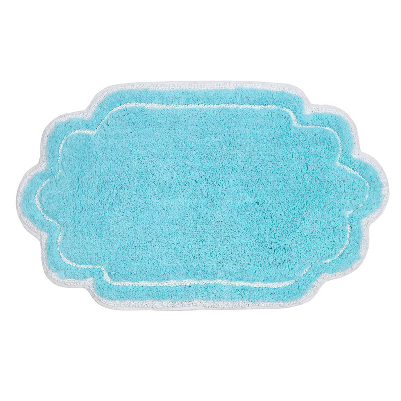 Dobrinka Bath Rug, Turquoise, 21"x34"(Rectangle)