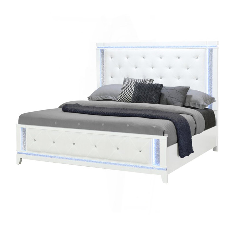White King Bed With Led