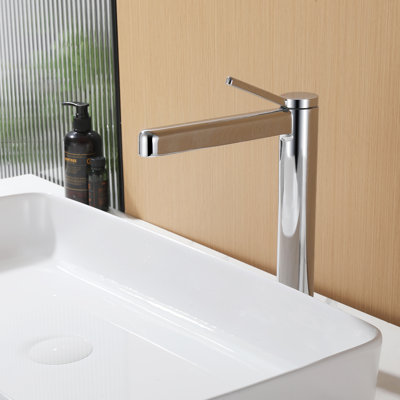 Modern Single Handle Bathroom Vessel Sink Faucet, 12.3" Height With Removable Aerator