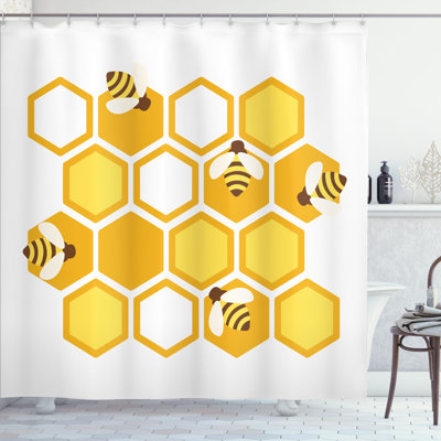 Geometric Shower Curtain with Hooks Included