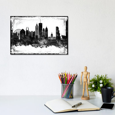 Atlanta Black And White Framed Skylines - Wrapped Canvas Print