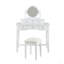 Coiffeuse compacte avec miroir réversible, coiffeuse avec tabouret, coiffeuse compacte pour petits espaces, blanc