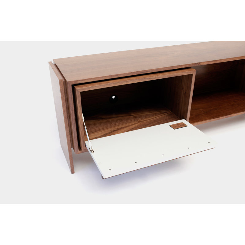 Low Units Unfinished TV Stand for TVs up to 88", Walnut/White