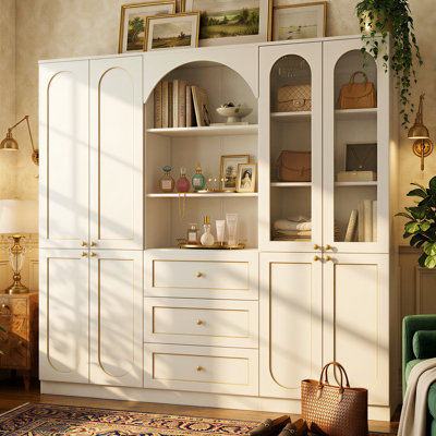 Modern White Wardrobe Closet with Spacious Storage, Bedroom Armoire Cabinet for Clothing Organization and Home Storage