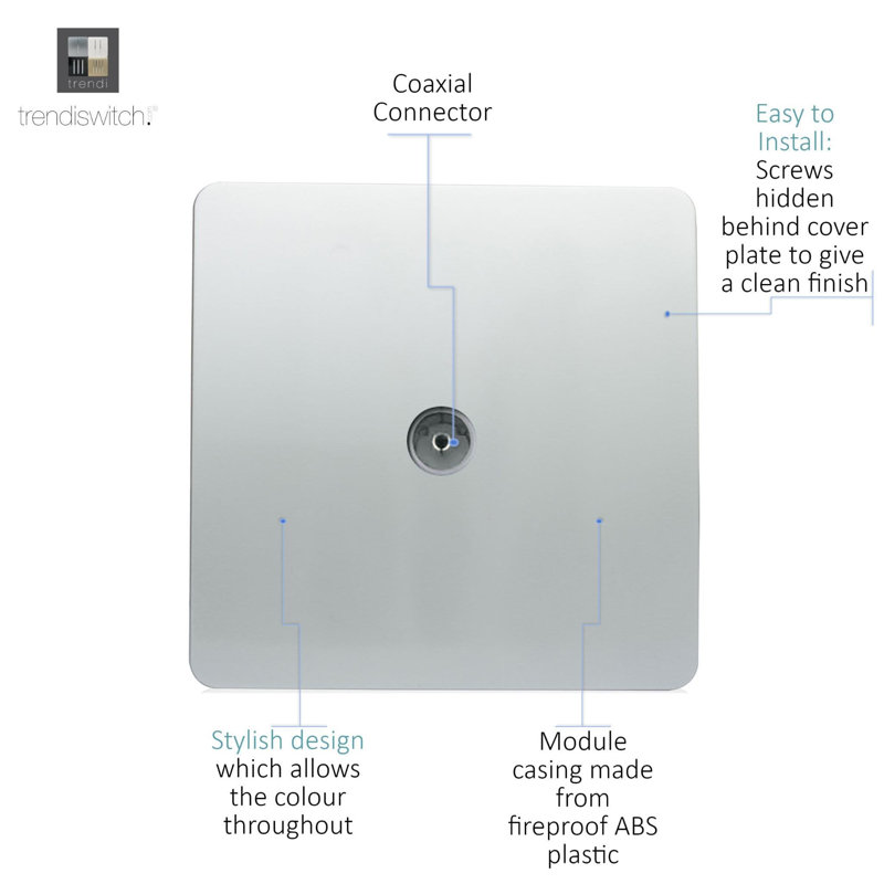 Trendi Switch 1 Gang Female Co-Axial Television Socket, Silver