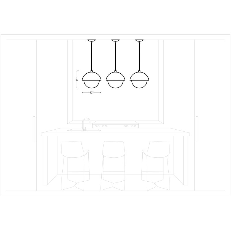 Luminaire suspendu moyen 1 lumière Hyde, Nuit noire