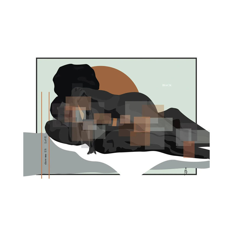 «Show Us Love Black» par GNODpop - impression sur toile tendue, H 12 po x l 18 po x 1,5 po