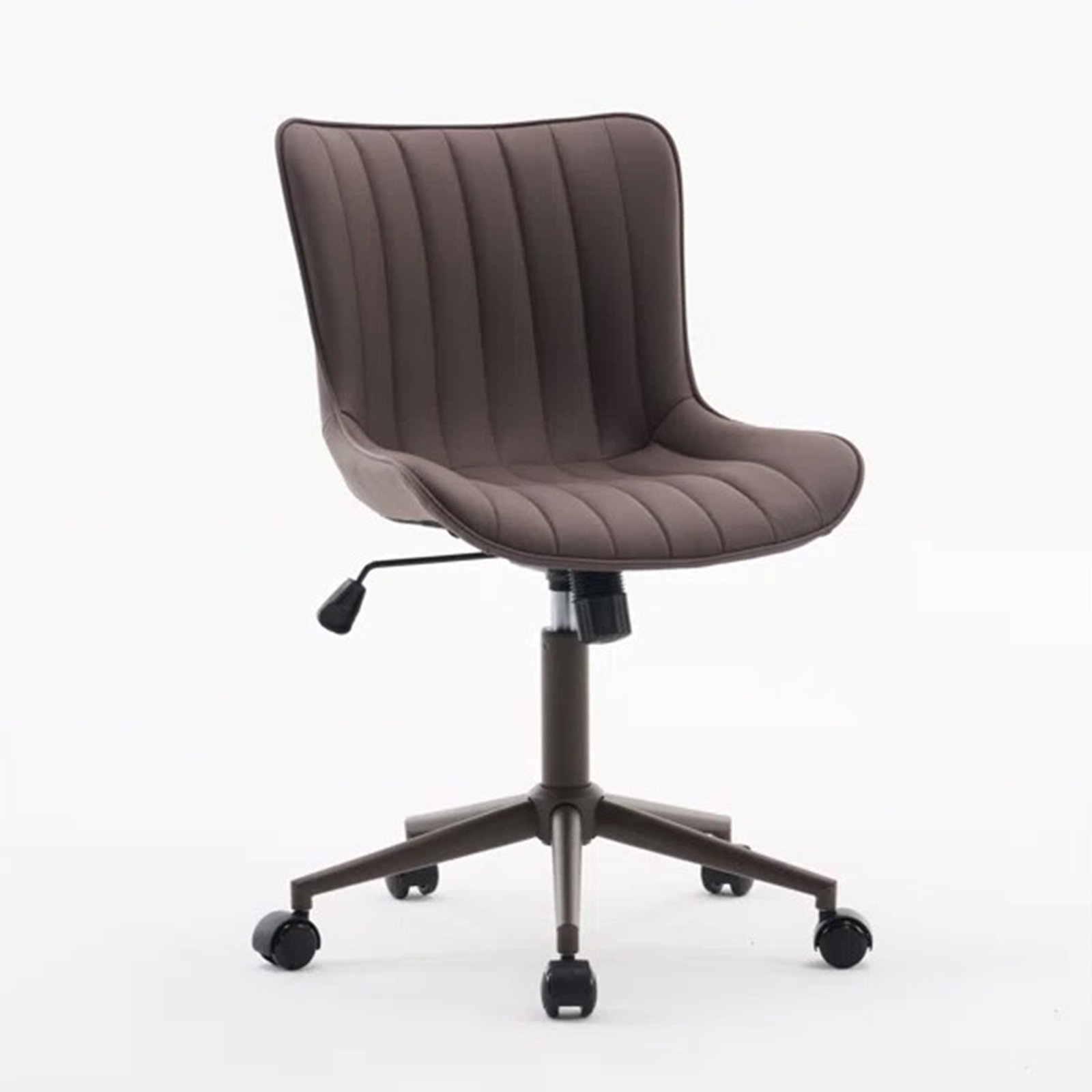 Brionni Leather Swivel Task Chair with Casters, Brown Seat/ Black Frame