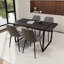 Ensemble de salle à manger 5 pièces: table en bois aggloméré noir 59 po et 4 chaises en suède, base rectangulaire en métal-1369852350