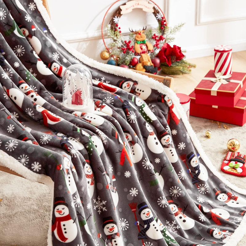 Jeté de Noël en sherpa de Noël, jetés à thème de Noël, couverture de canapé en molleton moelleux, super doux, confortable, confortable, moelleux, moche