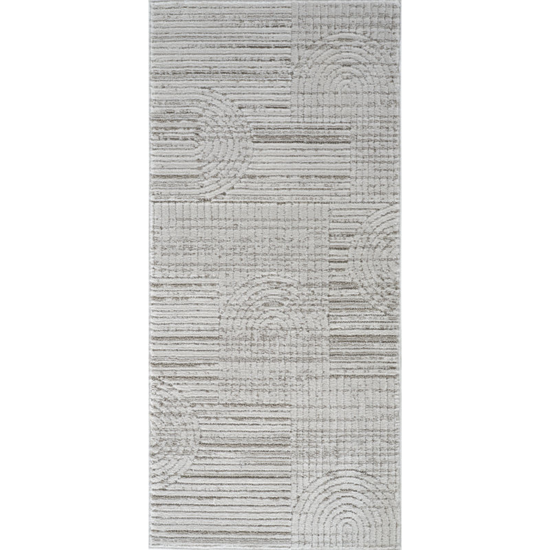 2' X 5' Gray and Ivory Abstract Distressed Area Rug