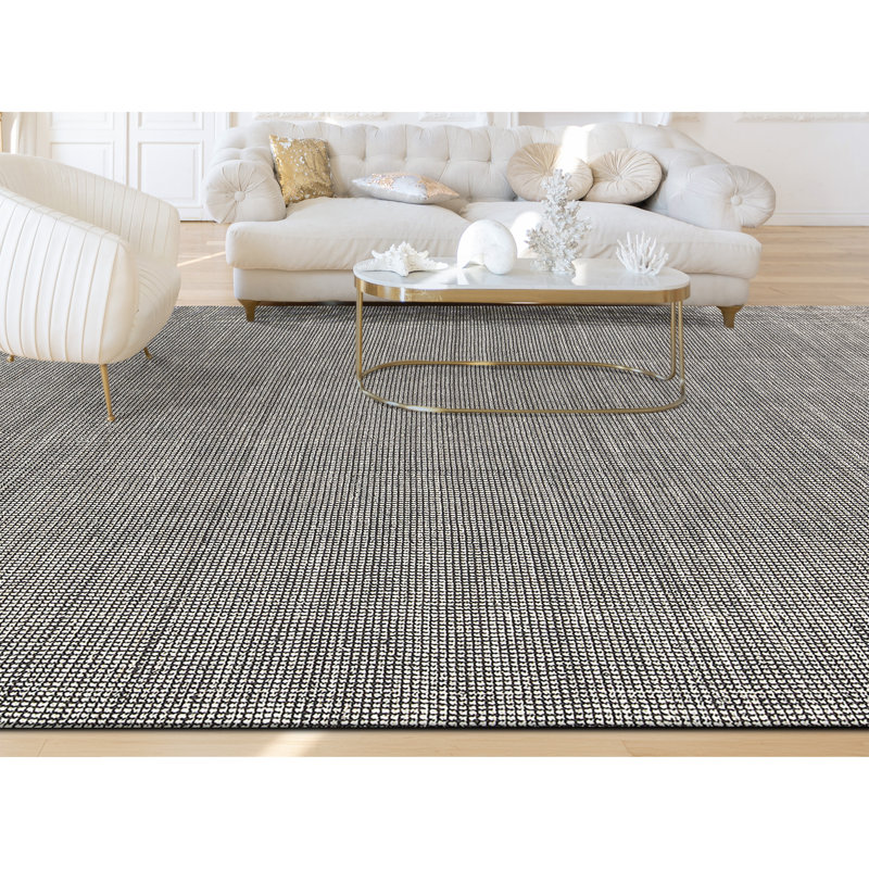 Hand Knotted Striped Area Rug in Brown/Black, Rectangle 8' x 10'
