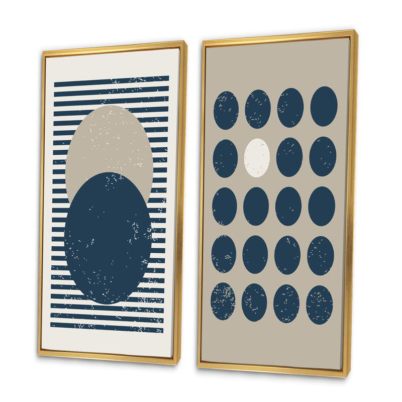 Ensemble de 2 peintures - Fin 20S, H 40 po x l 40 po x P 1,5 po, Cadre doré