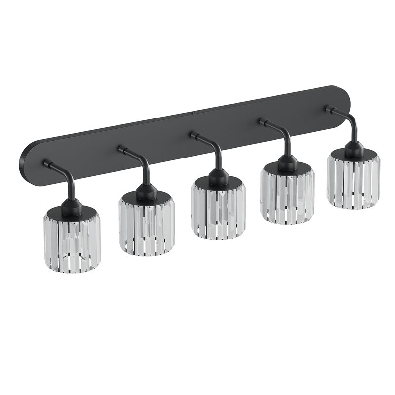 Éclairage de meuble-lavabo à intensité variable, Noir mat, 5 lumières