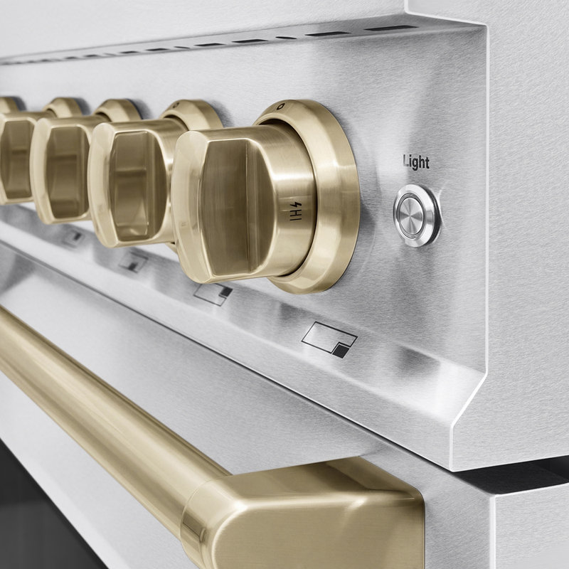 ZLINE Autograph 48 in. Classic Gas Range with 8 Burner DuoPro Cooktop w/ Champagne Bronze Accents, Satin Stainless Steel