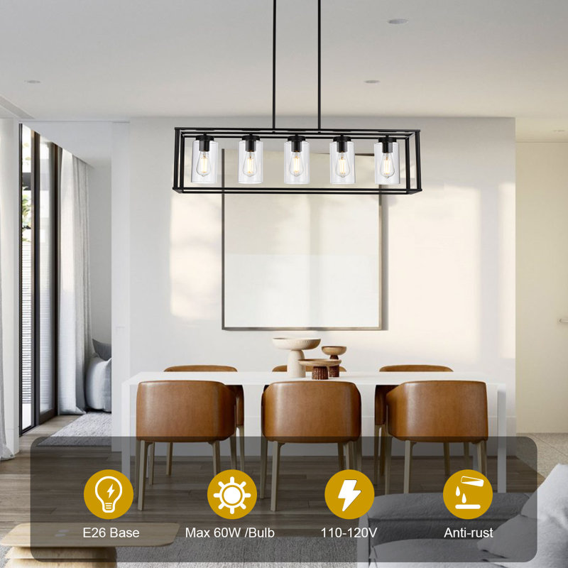 5 - Light Kitchen Island Pendant, Black 