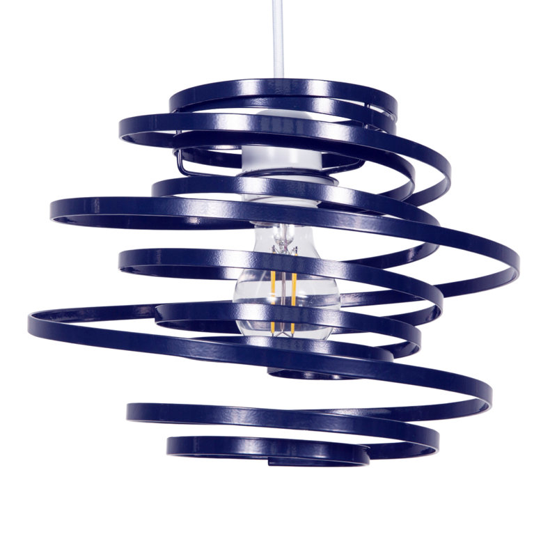 Contemporary Gloss Double Ribbon Spiral Swirl Ceiling Light Pendant, Blue