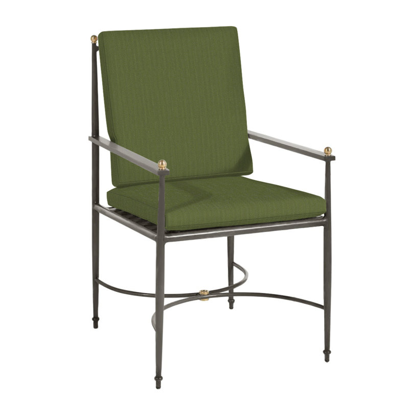 Roma Patio Chair with Cushions, Welt, Linen Forest