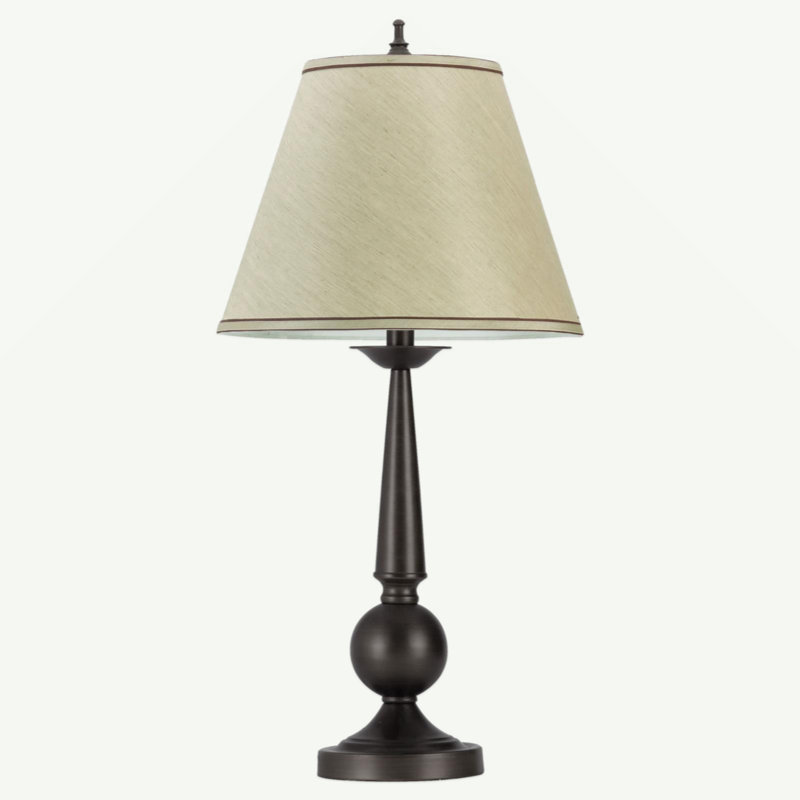 Ensemble de 2 lampes de table bronze et beige avec abat-jour conique