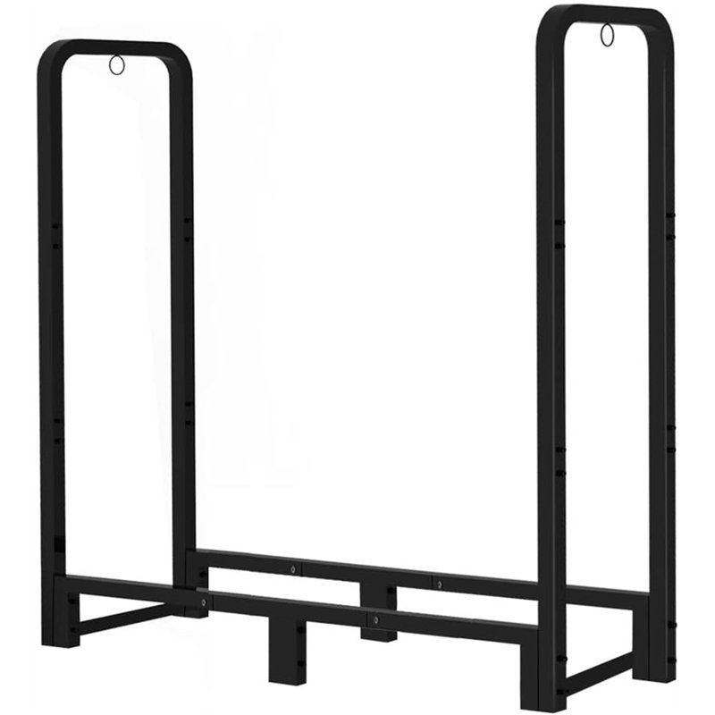 Support à bois de chauffage robuste de 3 pi, noir mat