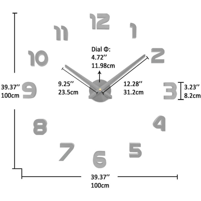 Horloge murale moderne et minimaliste 24 pouces
