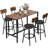 Dining Table Set for 4, 5-Piece Counter Height Bar Table Set with 4 PU Upholstered Stools