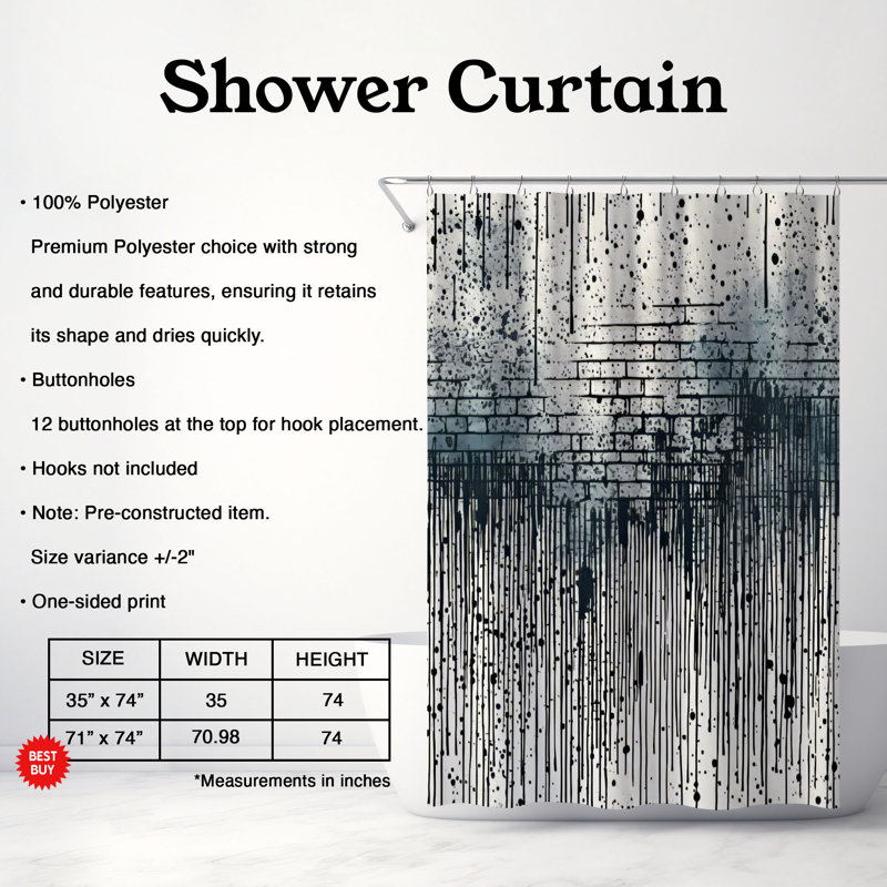 Rainy Day Art - Rideau de douche Premium, H 74 po x l 71 po