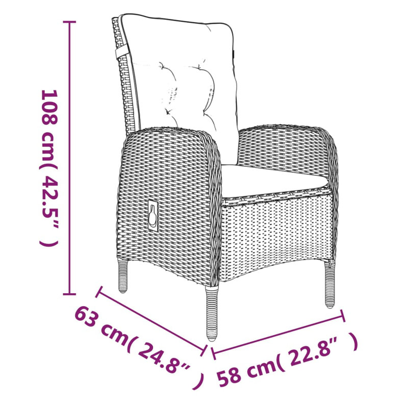 Ensemble bistro 2 personnes Caitlyn-Rose, Gris, 6, H 29,1 po x l 78,7 po x P 39,4 po