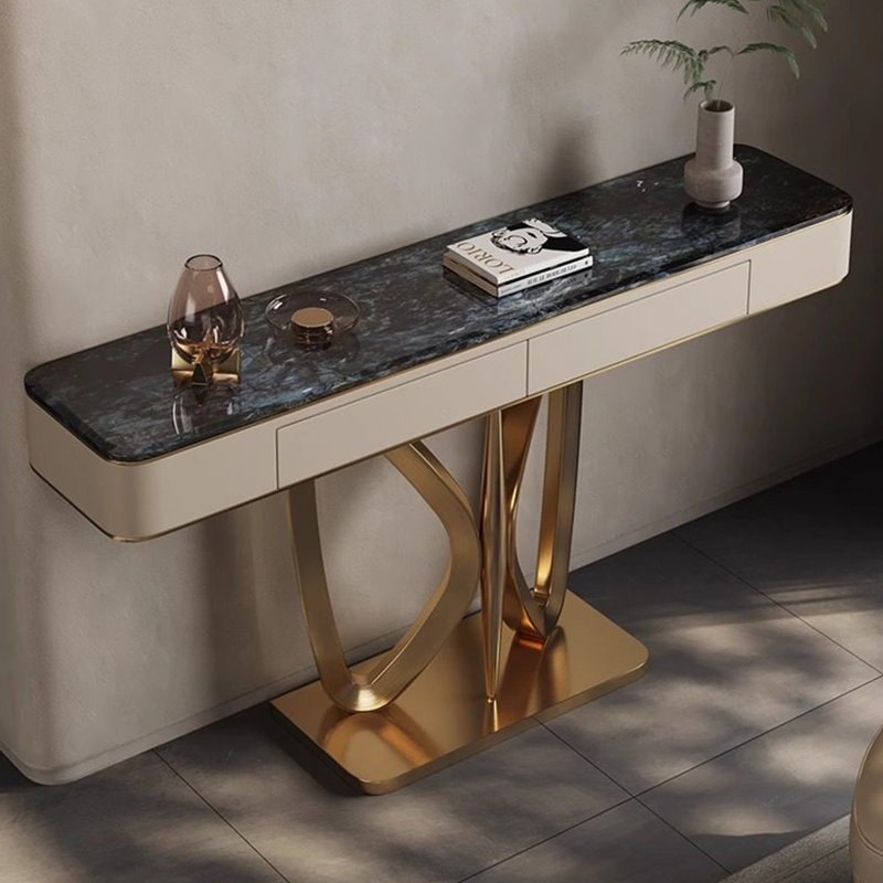 Console en pierre frittée de style italien, 33.4" H x 59" W x 13.7" D