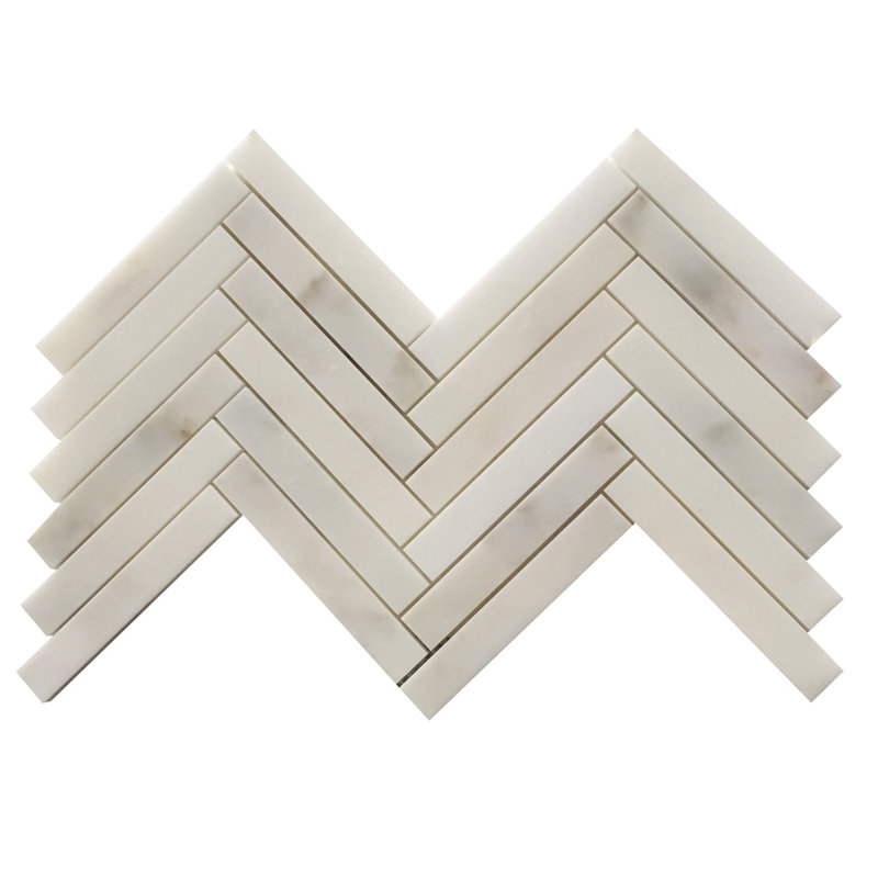 1" x 6" Marble Herringbone Mosaic Wall & Floor Tile