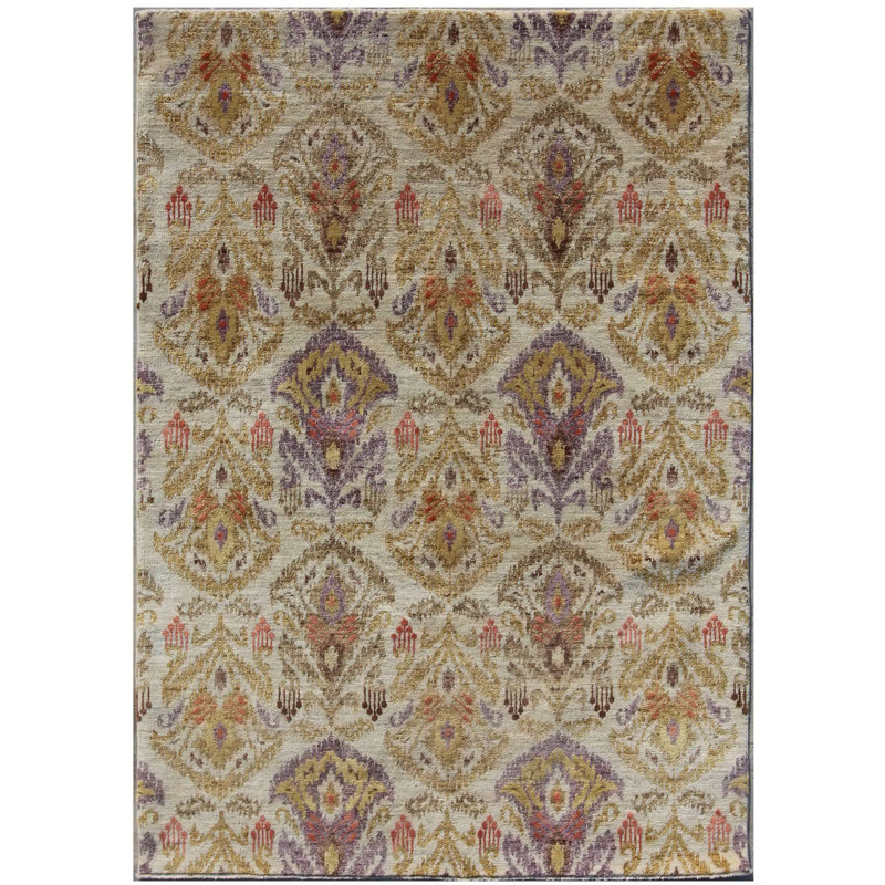 Geometric Hand Knotted Area Rug, Rectangle 126 x 183cm