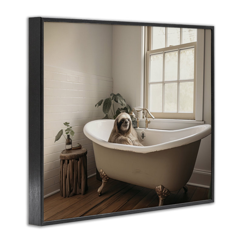 Giclée encadrée de l'heure du bain, par Sasha, H 24 po x l 30 po, Giclée encadrée noir minuit