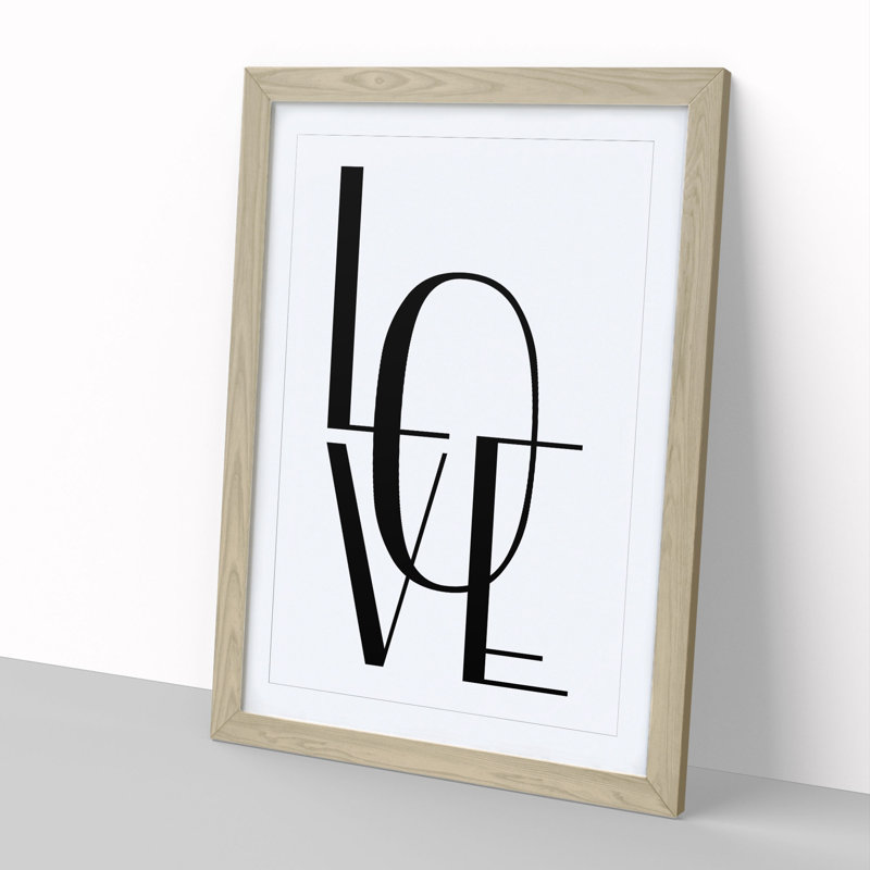 Love - Picture Frame Typography, 36cm H x 27cm W x 2cm D, Oak Framed