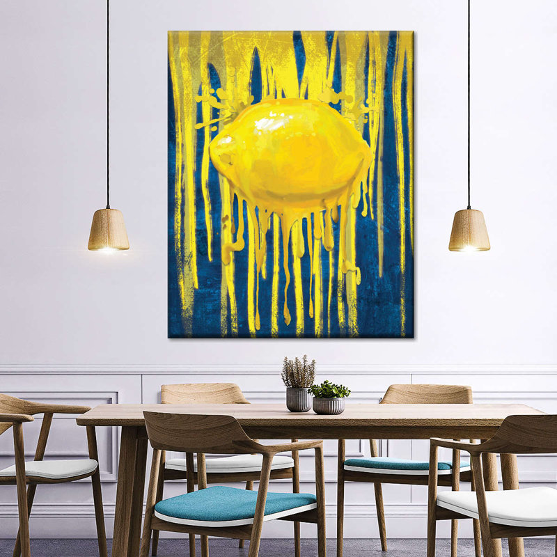 «Lemon Paint Drip» sur toile, H 10 po x l 8 po x P 1 po