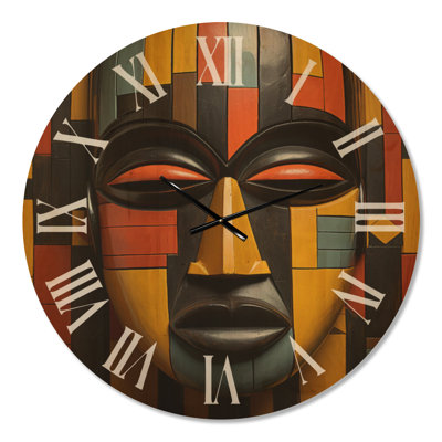 Horloge murale africaine surdimensionnée Kente II