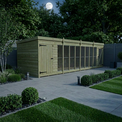 Total Sheds 16ft x 6ft Dog Run Short - Outdoor Dog Kennel - Pressure Treated Timber - UK Manufactured