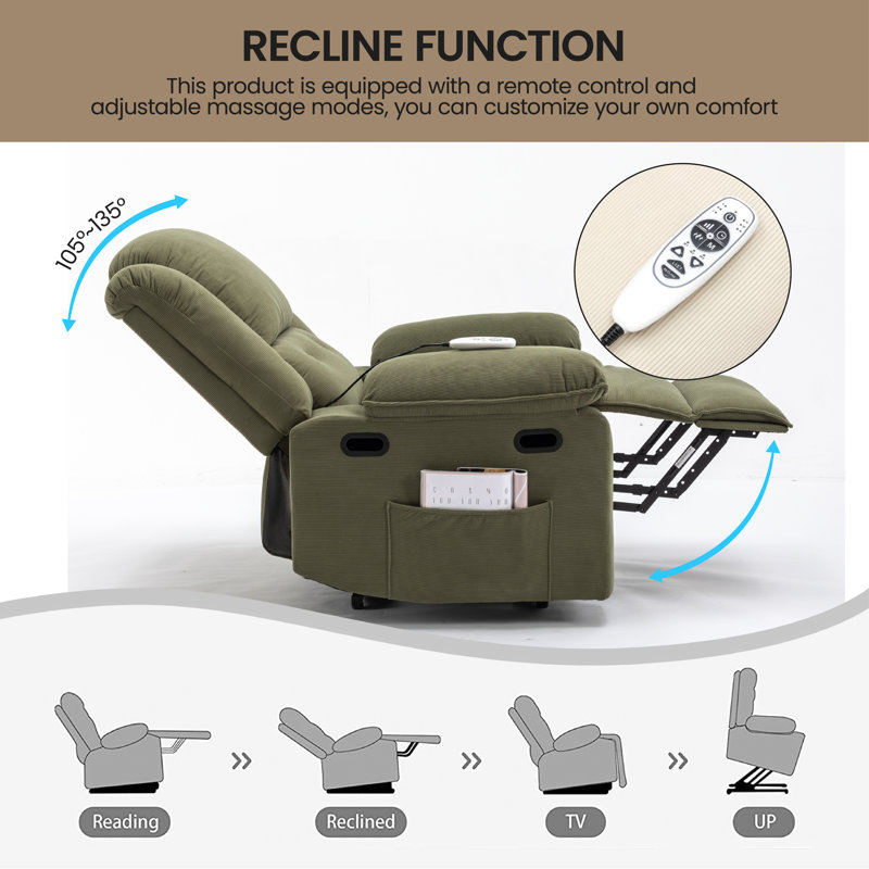 Fauteuil inclinable Lizelle, 100 % lin vert