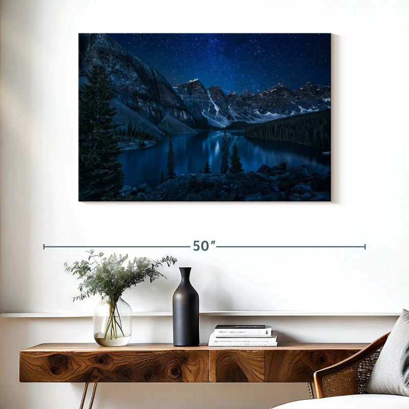 Lac Alaine Moraine la nuit, H 26 po x l 39 po
