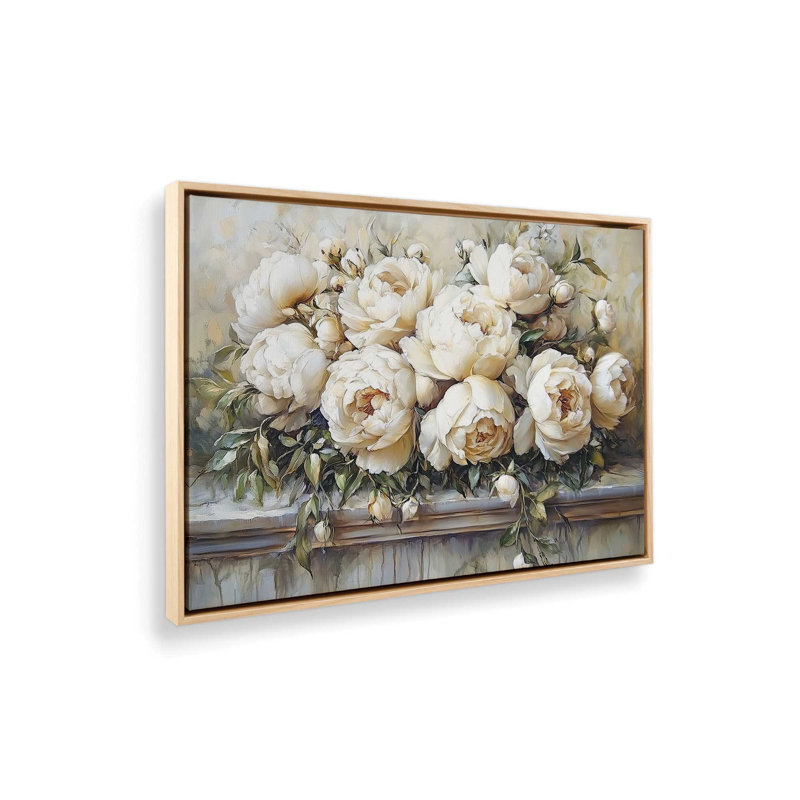 «Peony Pile» par Heidi Kuntz, reproduction d'art, L 16 po x H 12 po, Tanné, Toile avec cadre