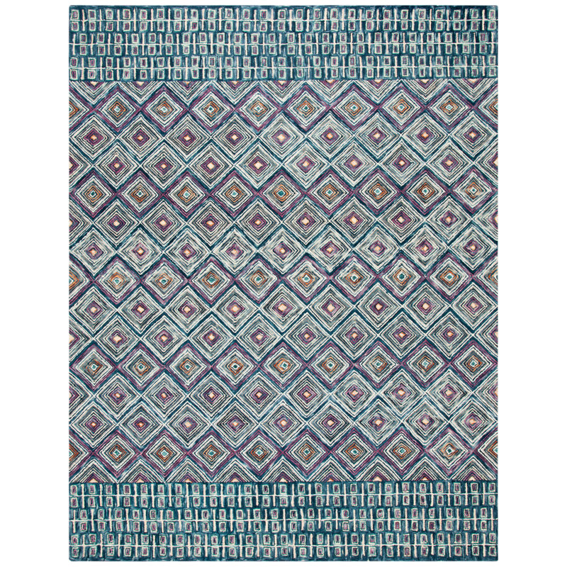 Deyoung Hand Tufted Wool Geometric Rug, Rectangle 9' x 12'