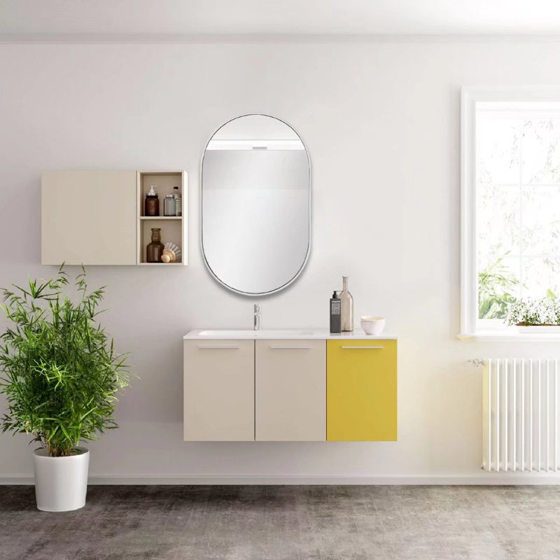 Chaya Metal Oval Wall Mirror, Polish Chrome, 91.4cm H x 55.9cm W