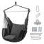 Hammock Hanging Swing Chair with 2 Cushions, Cotton Canvas Hammock Seat Equipped with Metal Bar & Hanging Kit, 150kg Load Capacity, Indoor Outdoor Chair for Garden Bedroom Balcony Patio